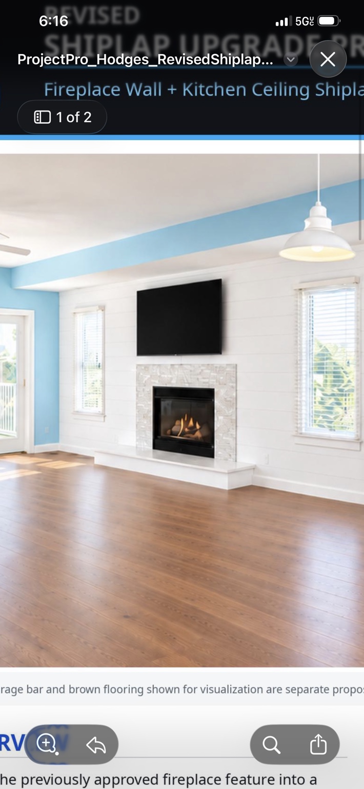 Project Pro design rendering for the shiplap and fireplace transformation